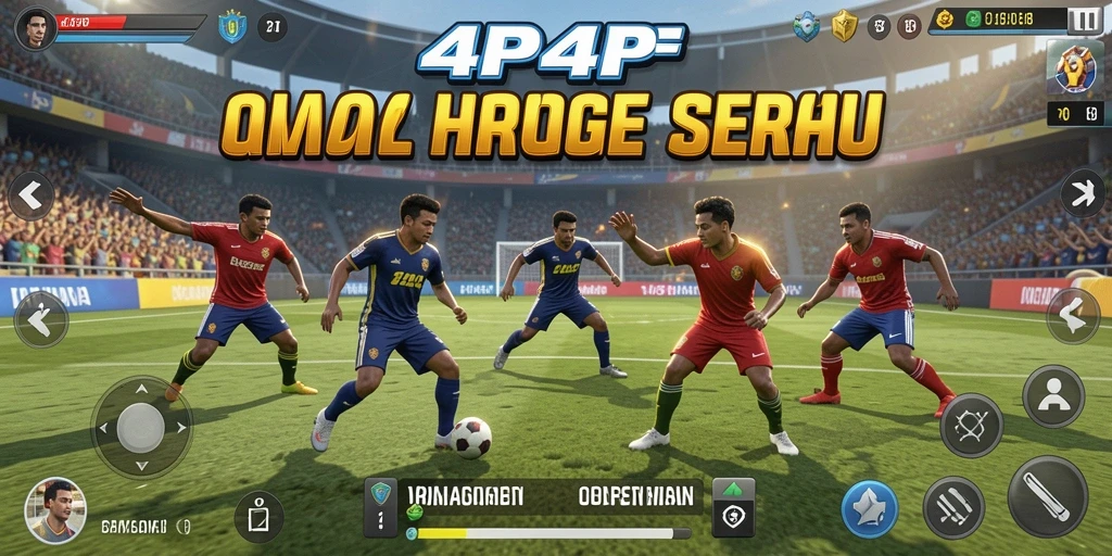 Screenshot gameplay 4P4P menunjukkan aksi olahraga yang mendebarkan.