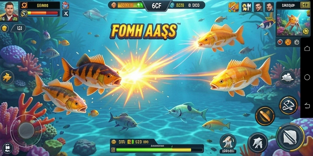 Tampilan gameplay 6CF yang seru dalam menembak ikan.