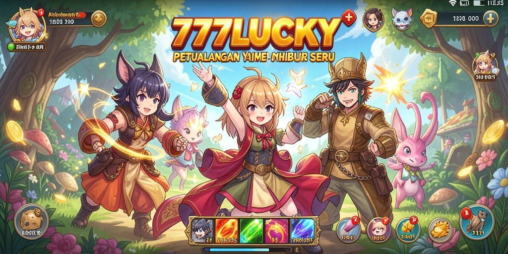 Tangkapan layar dari gameplay 777LUCKY menampilkan aksi yang seru dan karakter Anime.