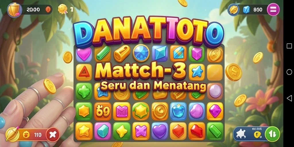 Tampilan gameplay menarik dari DANATOTO saat bermain Match-3.
