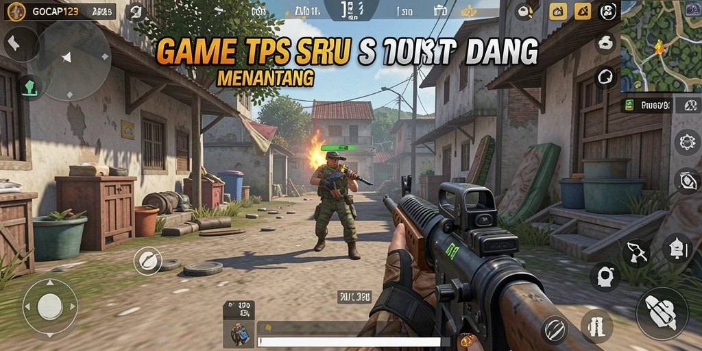 Screenshot GOCAP123 menampilkan aksi tembak-menembak yang intens.