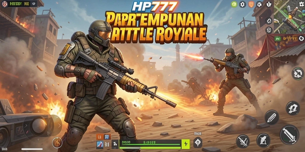 Gameplay seru HP777 dalam pertempuran Battle Royale yang intens.