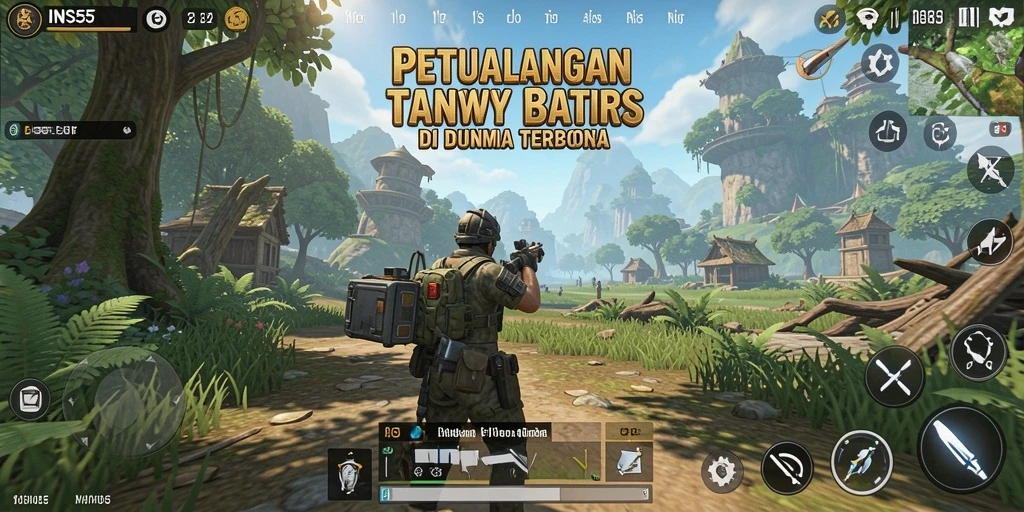 Screenshot gameplay INS55 yang menampilkan eksplorasi dunia terbuka.