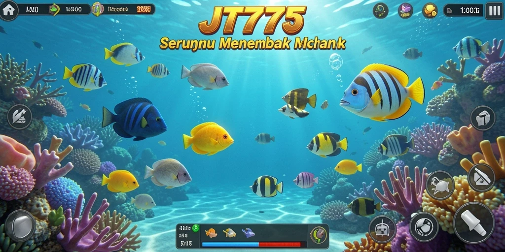 Gameplay seru JT777 dengan penembakan ikan yang penuh warna.