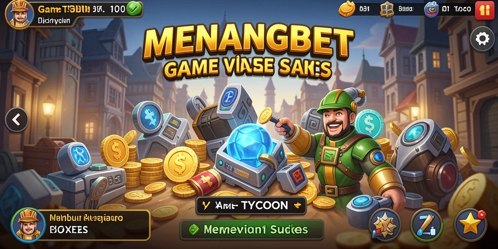 Tampilan gameplay yang menampilkan pembangunan bisnis yang sukses dalam MENANGBET.